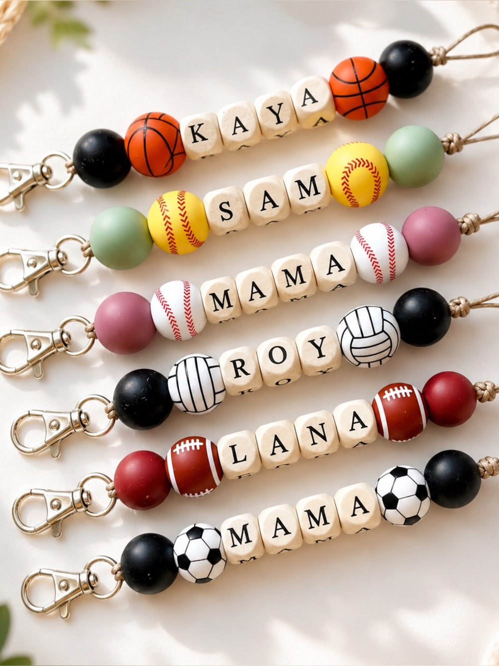 Sports Mom Keychain - Back to School Gift for Kids- Beaded Kids Accessory